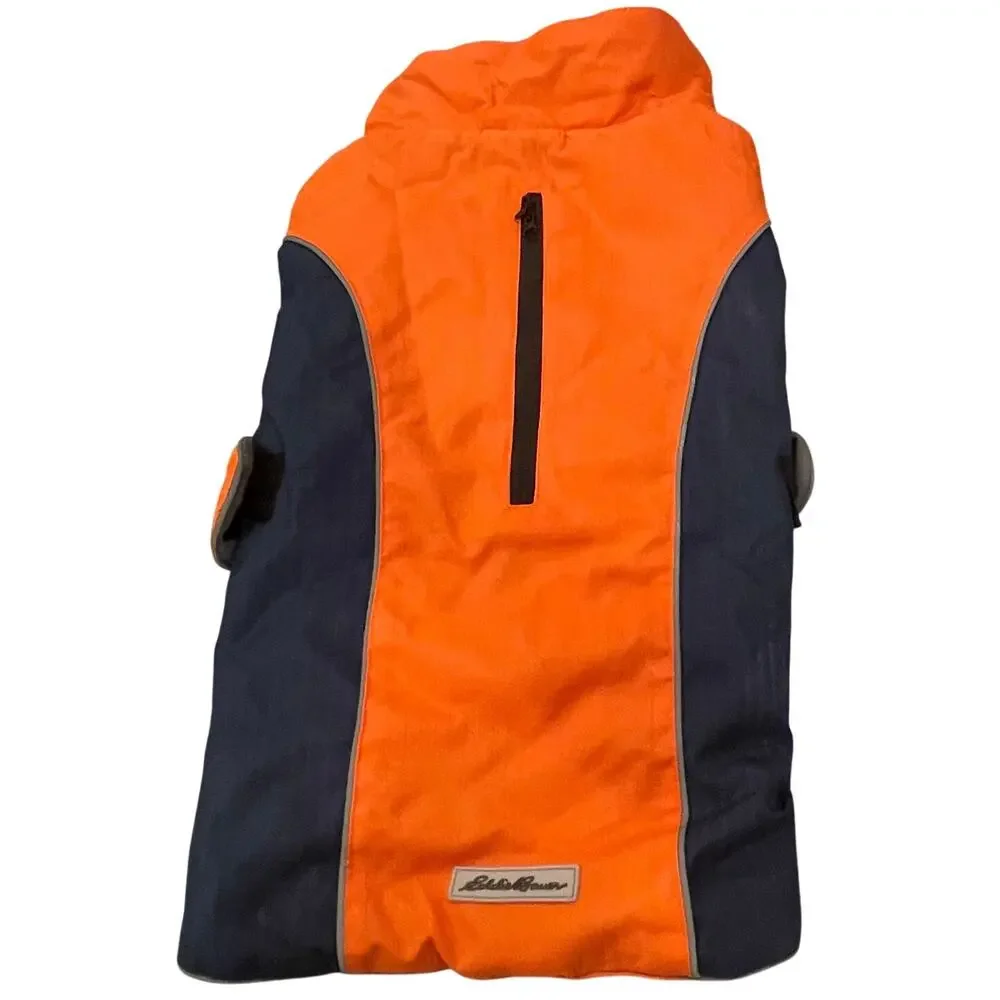 Eddie Bauer Orcas Dog Jacket Large Reversible Windbreaker Orange Fleece Vest